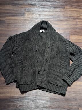 Buck Mason Herdsman Olive Ribbed Knit Cardigan Large